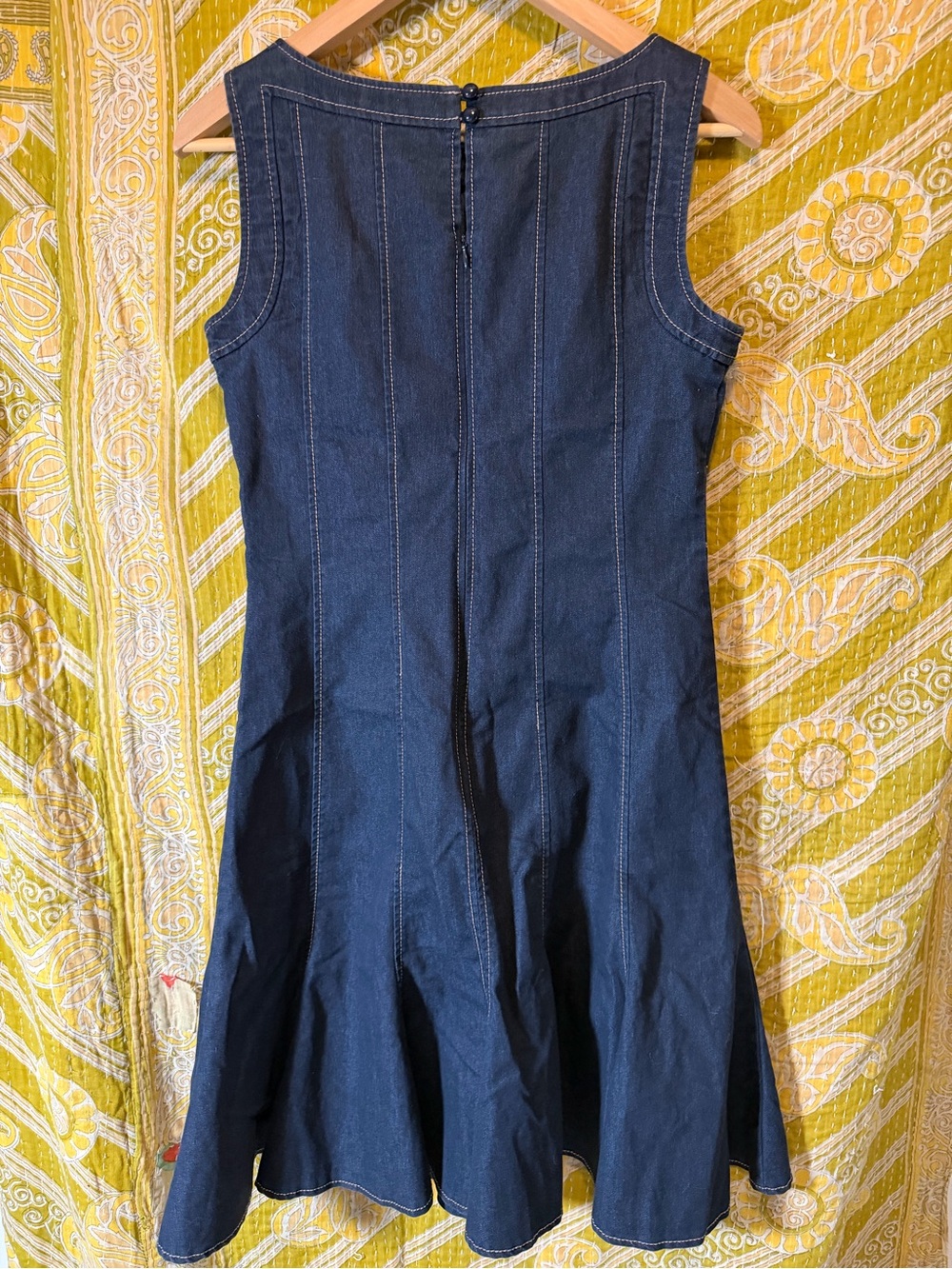 Impressions Dark Blue Denim Midi Fit-and-Flare Dress - Picture 2 of 6